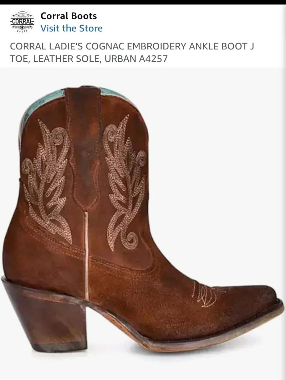 Corral Cognac Ankle Boot